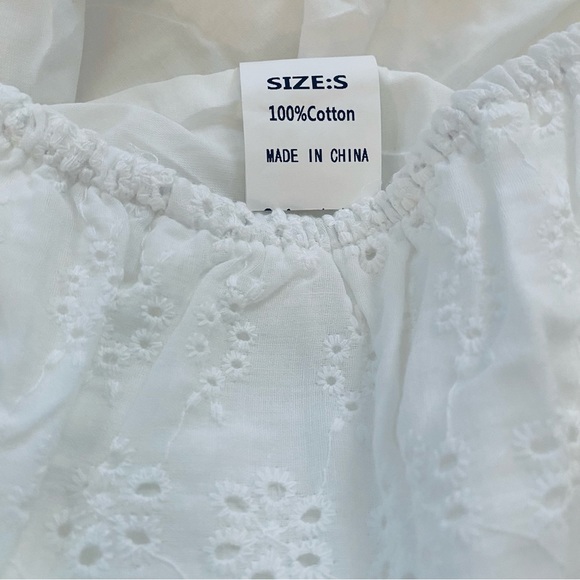 NEW WHITE EYELET LACE OPEN BACK HIGH-WAISTED MAXI DRESS Size S 4-6 - Picture 8 of 10